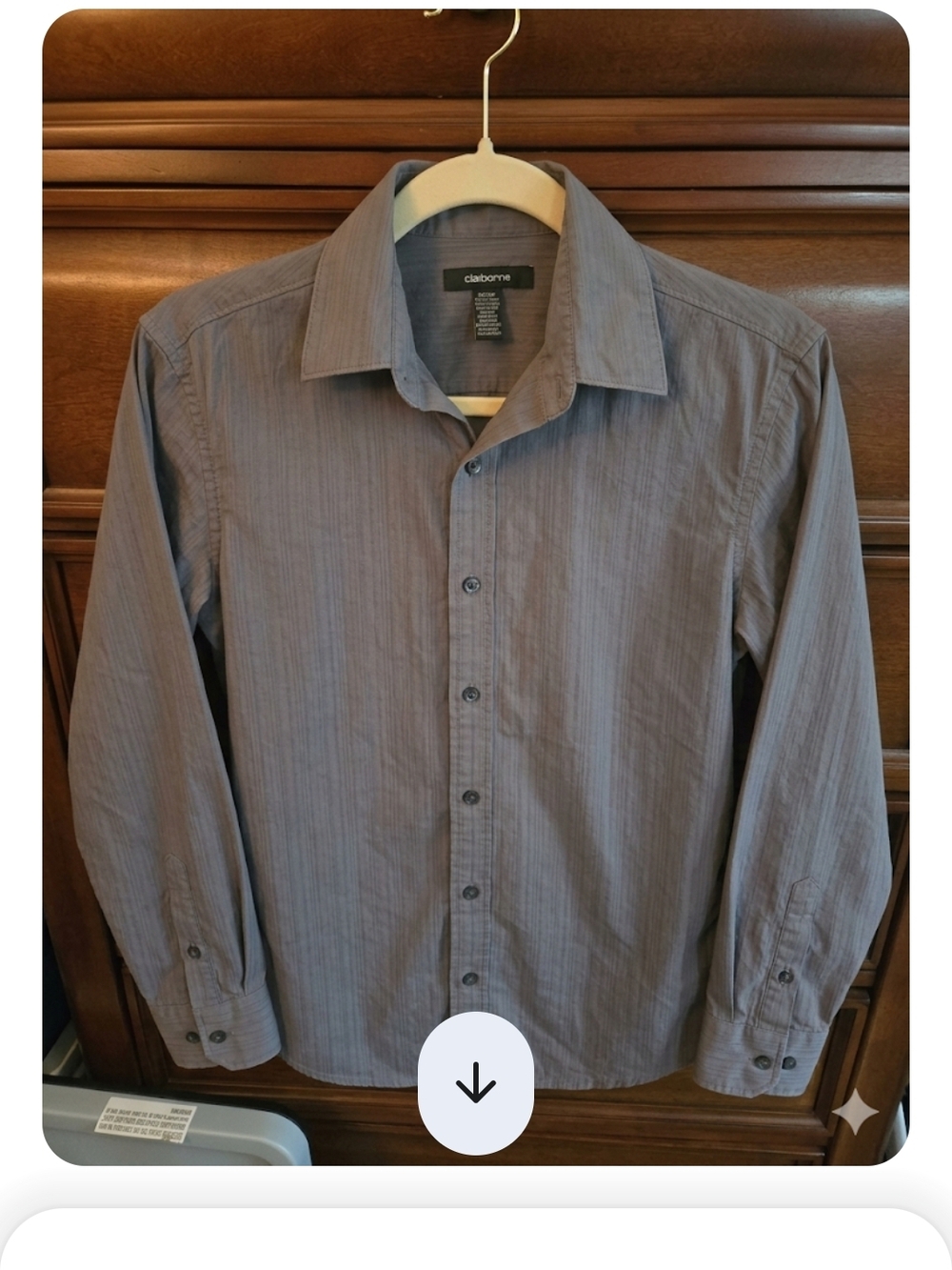 Claiborne Men's Long-Sleeve Button-Up Shirt in Light Gray